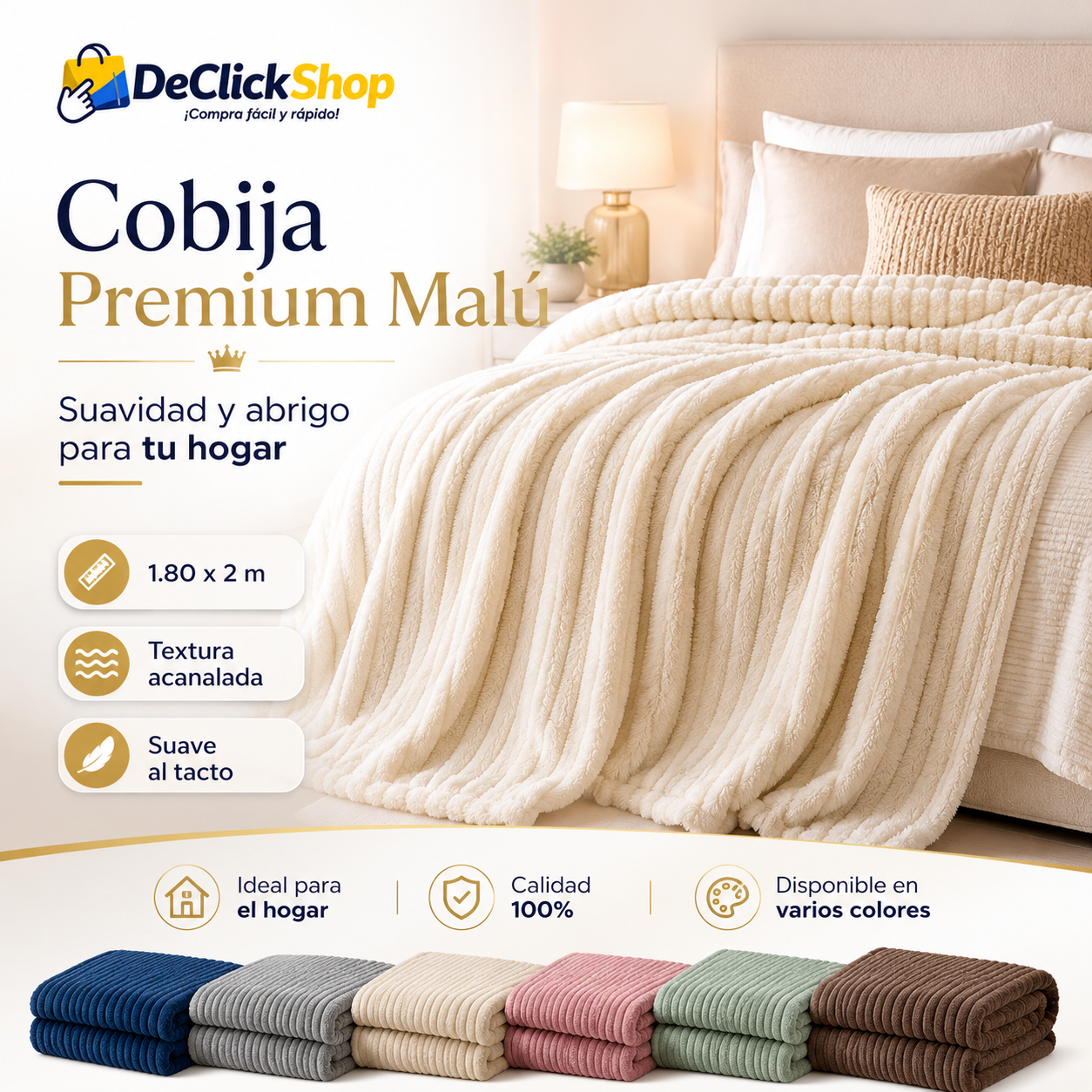 Cobija Premium Malú Acanalada 1.80 x 2 m