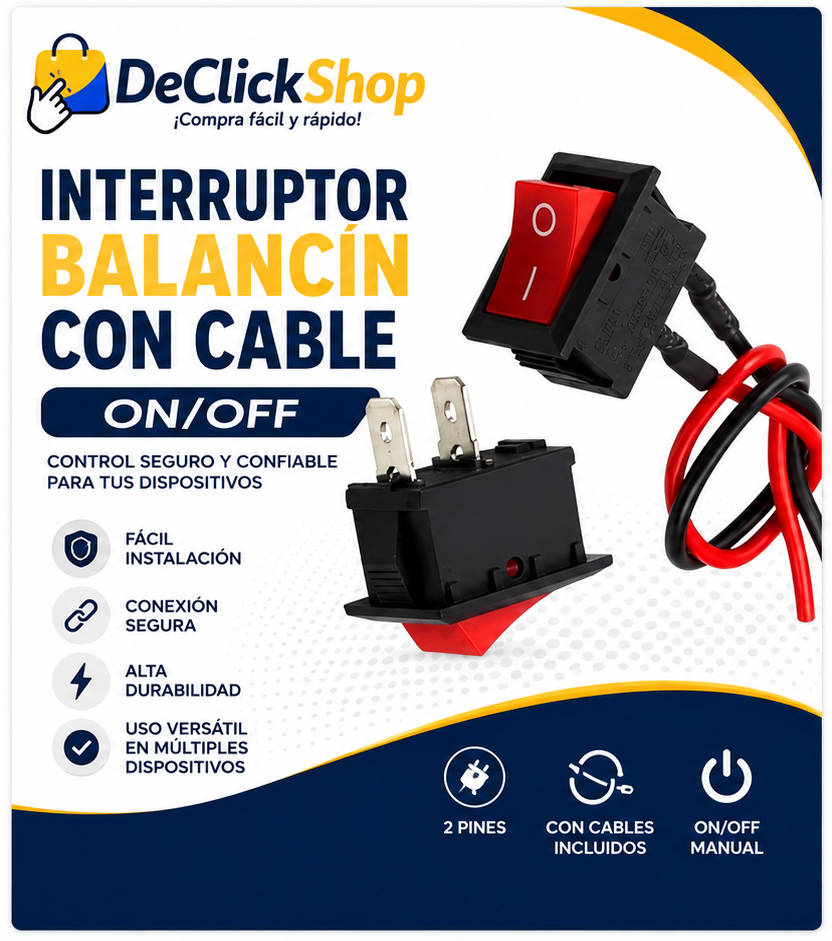 Interruptor de Balancín ON/OFF con Cable para Vehículos y Proyectos Eléctricos