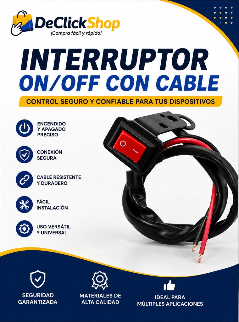 Interruptor Universal ON/OFF para Moto con Platina y Cable de 30 cm