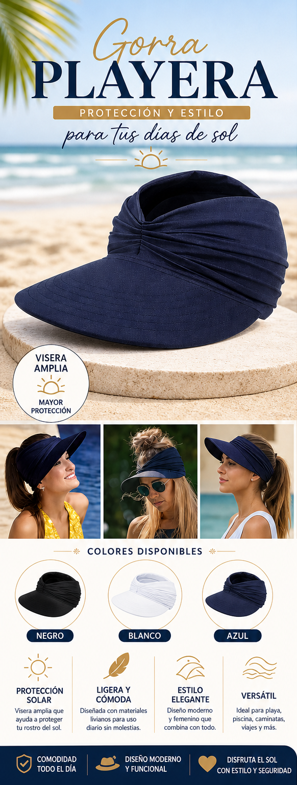 Gorra Playera con Visera Amplia para Mujer – Protección Solar y Estilo Casual