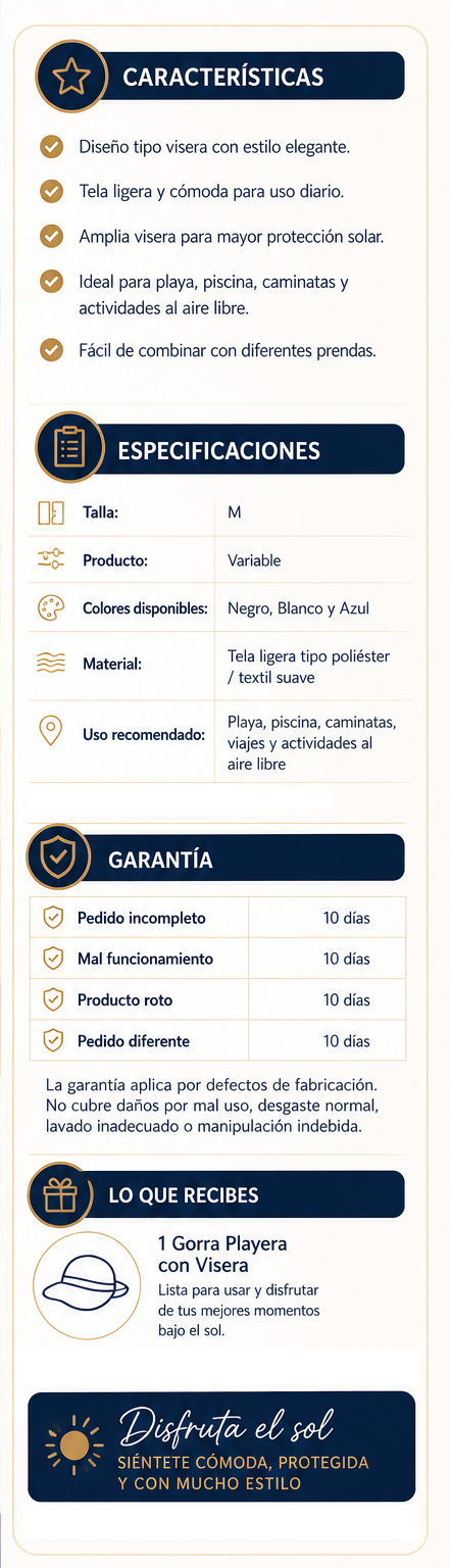 Gorra Playera con Visera Amplia para Mujer – Protección Solar y Estilo Casual