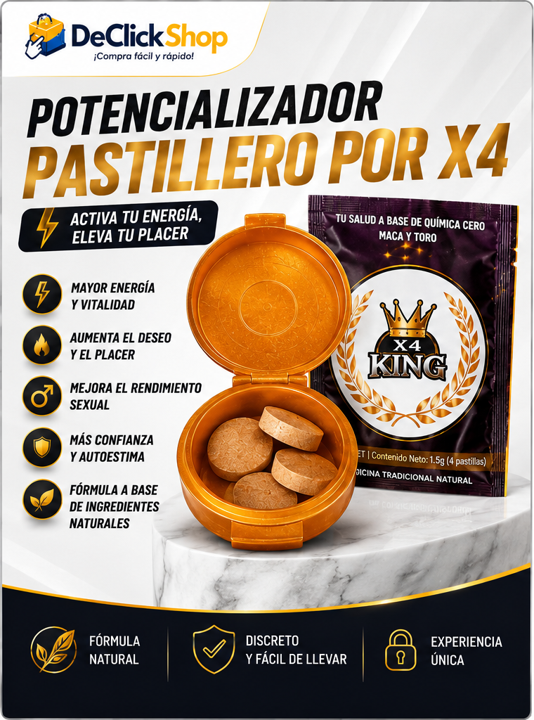 King VI x4 – Suplemento de Bienestar Íntimo para Adultos con Pastillero
