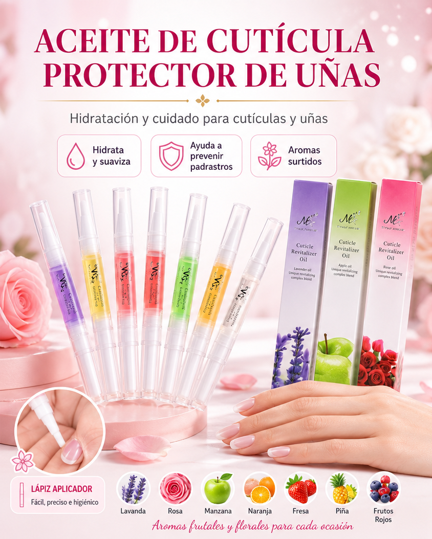 Aceite de Cutícula Protector de Uñas Tipo Lápiz – Hidratante con Aromas Surtidos