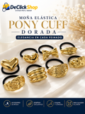Moña Elástica Pony Cuff Dorada para Cabello – Aplique Metálico Elegante