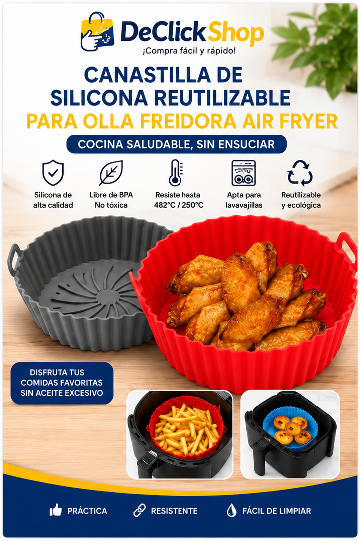 Canastilla de Silicona Reutilizable para Air Fryer – Antiadherente y Fácil de Limpiar