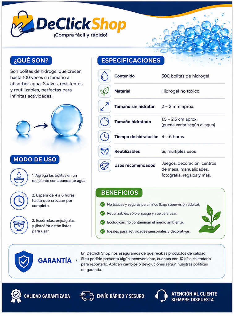 Bolas de Hidrogel Azules x 500 Unidades