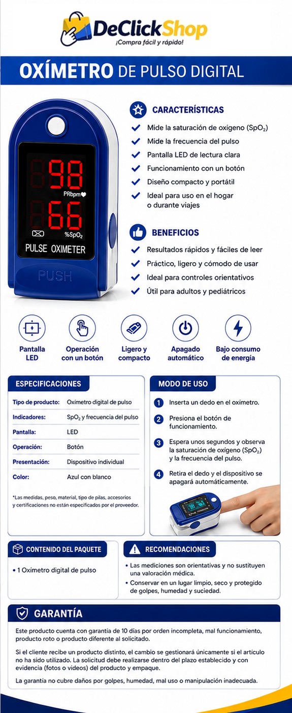 Oxímetro de Pulso Digital Portátil
