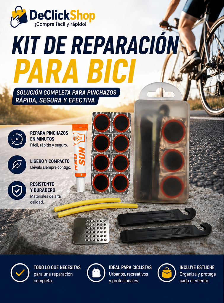 Kit Compacto de Reparación para Neumáticos de Bicicleta – 12 Piezas