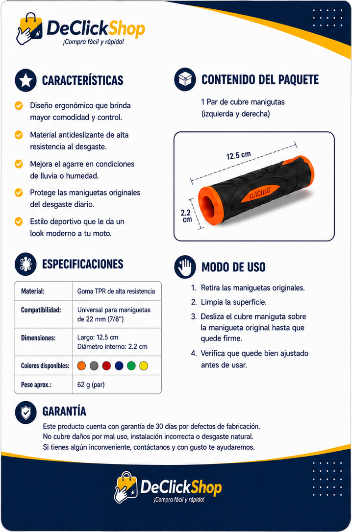 Cubre Maniguetas Antideslizantes para Motocicleta – Diseño Deportivo
