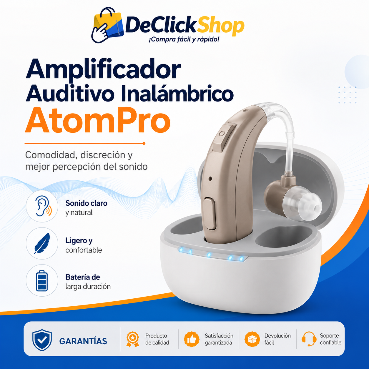 Amplificador Auditivo Inalámbrico AtomPro Recargable