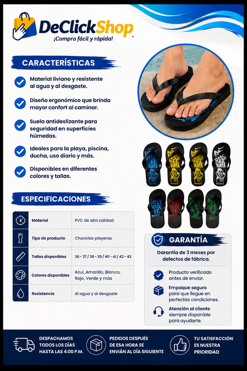 Chanclas Playeras Urbanas para Hombre – Ligeras, Cómodas y Antideslizantes