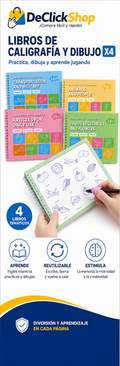 Set de 4 Cuadernos Mágicos Reutilizables de Caligrafía y Dibujo en Inglés