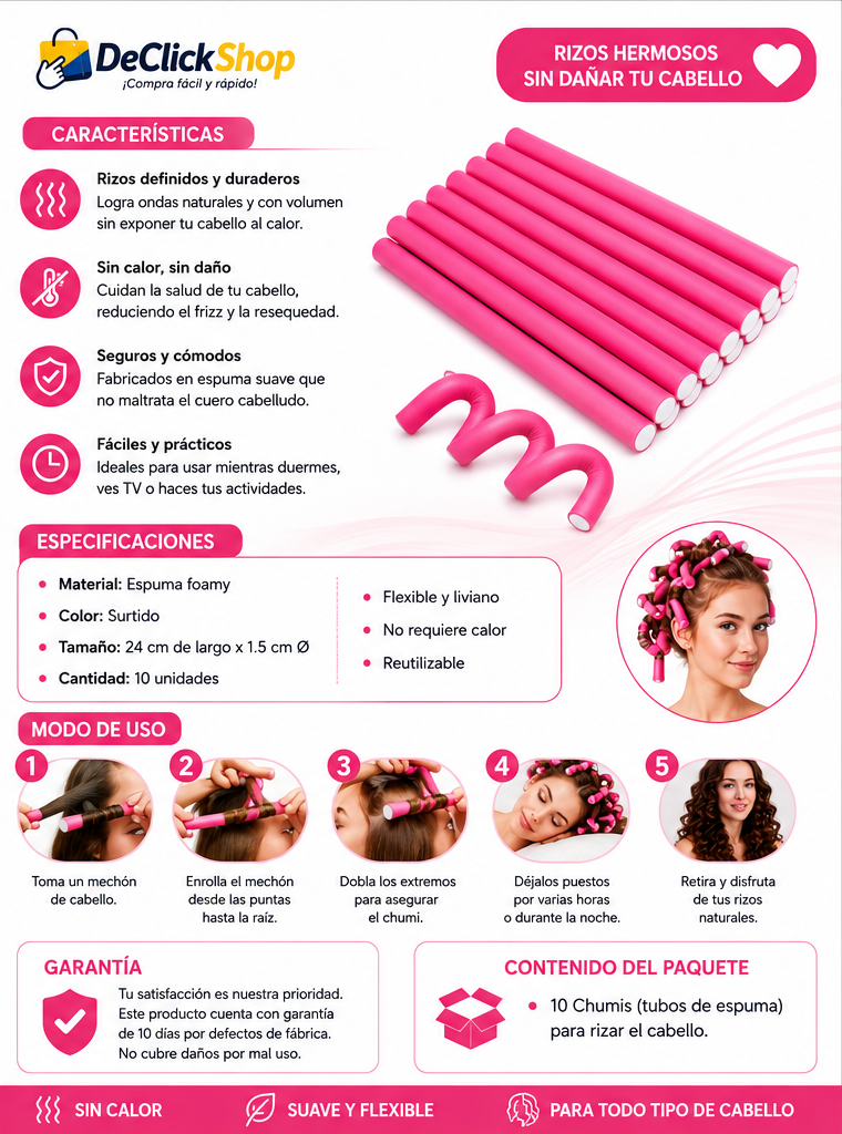 Kit de 10 Rulos Flexibles sin Calor para Rizos – Chumis