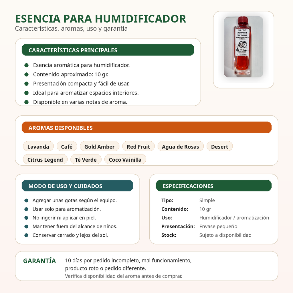 Esencia Aromática para Humidificador 10 gr