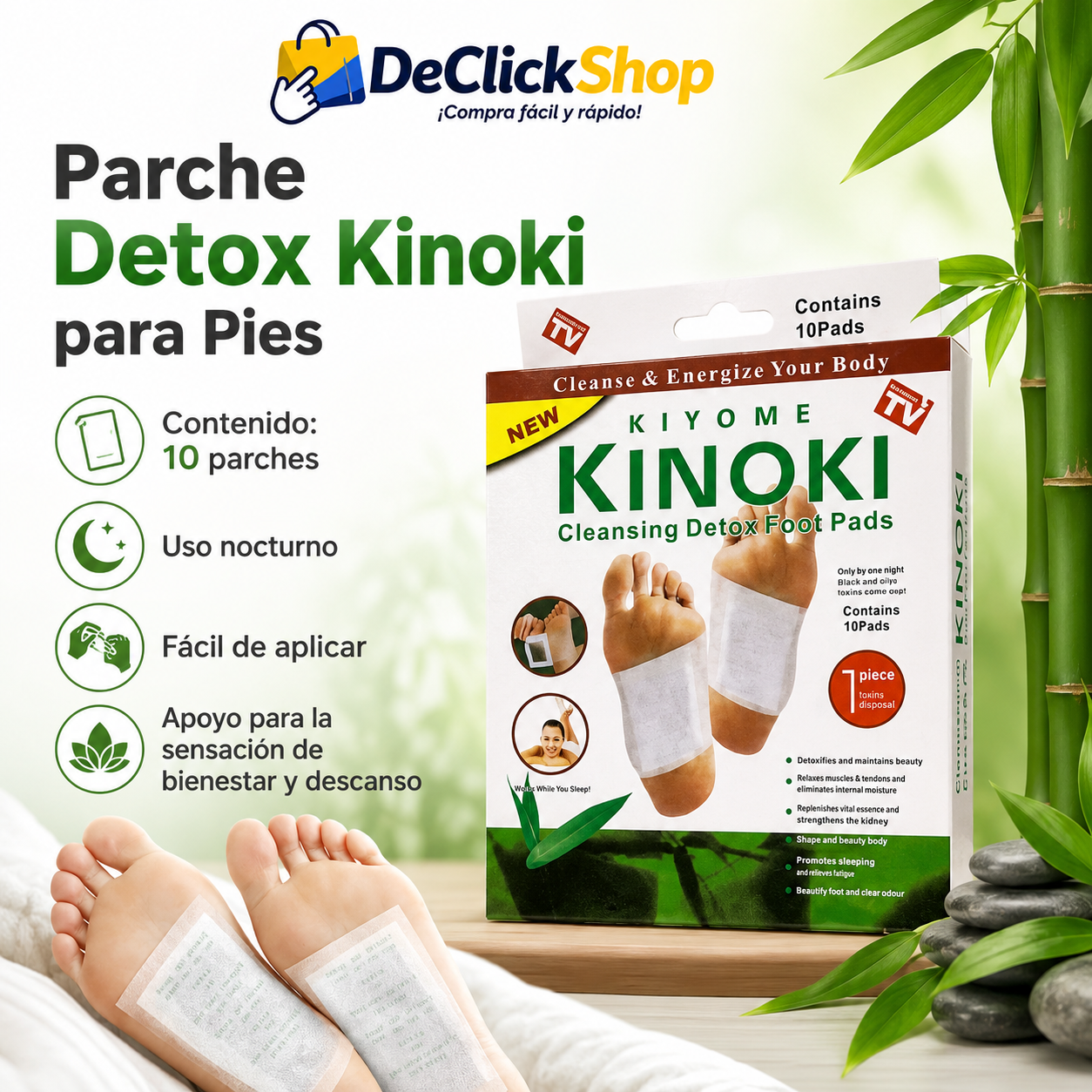 Parche Detox Kinoki para Pies – Caja x 10 Unidades