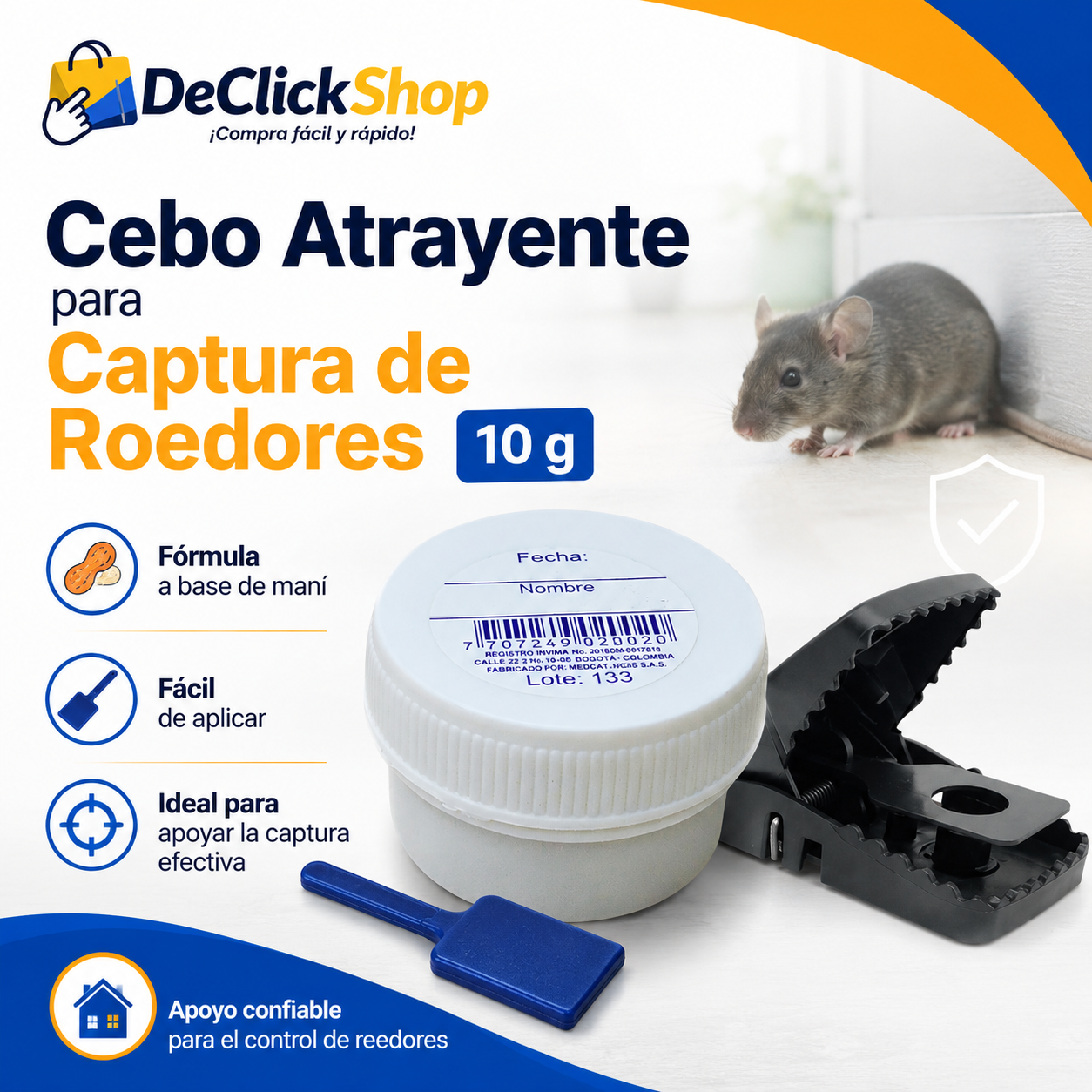 Cebo Atrayente para Captura de Roedores 10 g con Espátula Aplicadora
