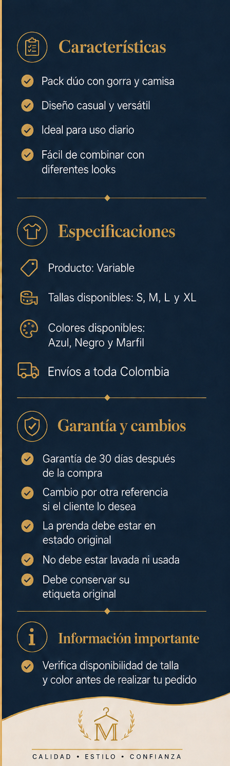 Conjunto Michigan Dúo – Camisa Casual y Gorra Bordada Estilo Urbano