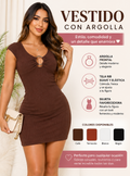 Vestido Corto Ajustado con Argolla Frontal – Tela Rib Elástica