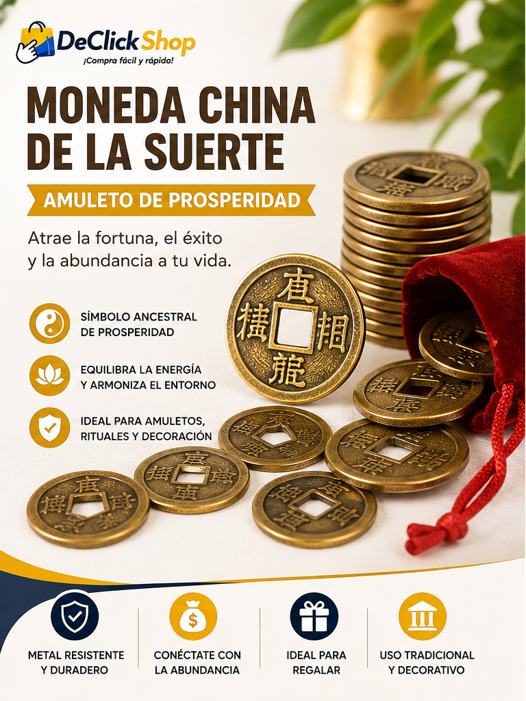 Moneda China Feng Shui de la Prosperidad – Amuleto de Buena Suerte