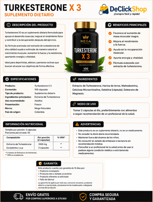 1980896 - Turkesterone X3 – Suplemento Deportivo para Rendimiento, Fuerza y Recuperación
