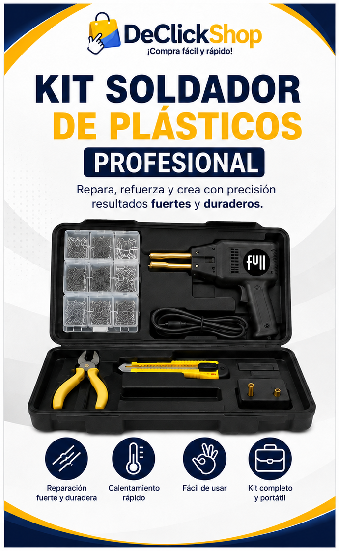 Kit Profesional Soldador de Plásticos 60W con 200 Grapas y Maletín