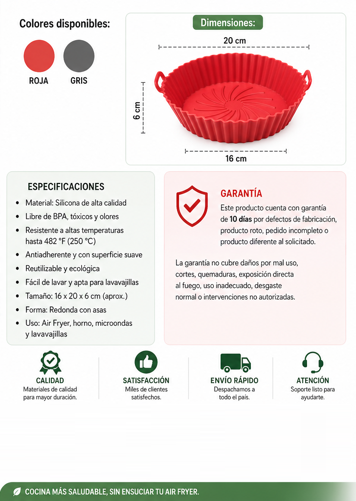 Canastilla de Silicona para Air Fryer – Cocina sin Ensuciar