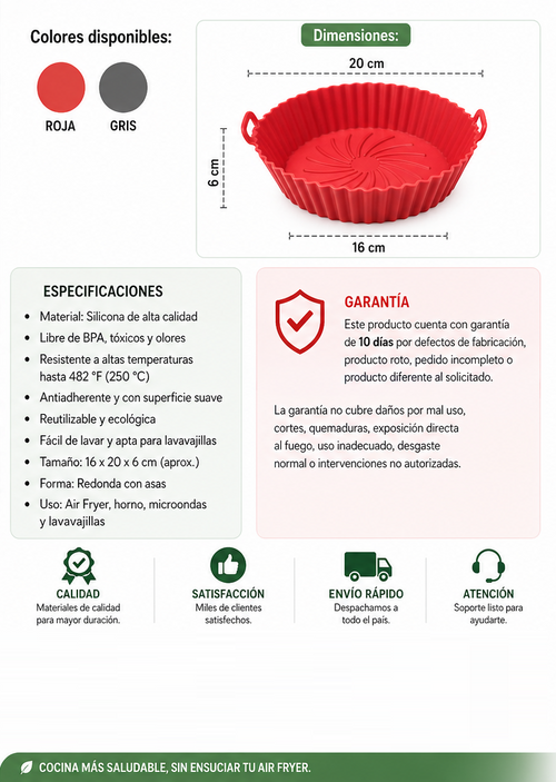 Canastilla de Silicona para Air Fryer – Cocina sin Ensuciar
