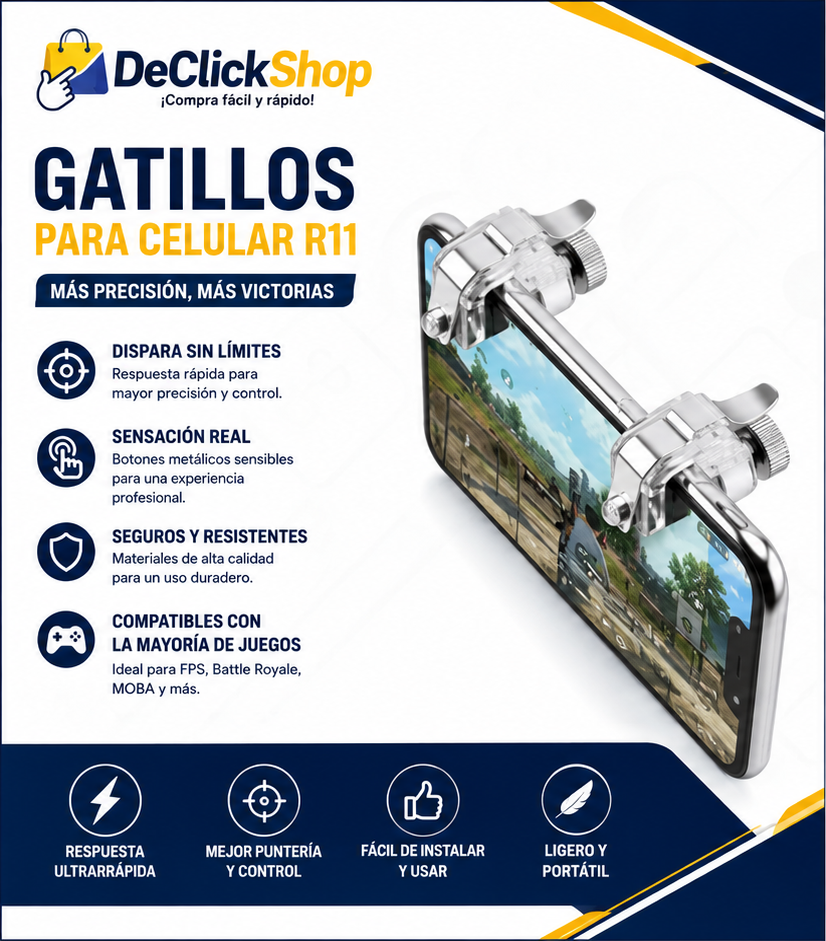 Gatillos Gamer Metálicos R11 L1 + R1 para Celular