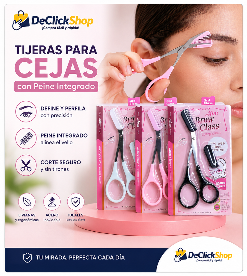 Tijeras Perfiladoras para Cejas con Peine Integrado – Corte Preciso y Seguro
