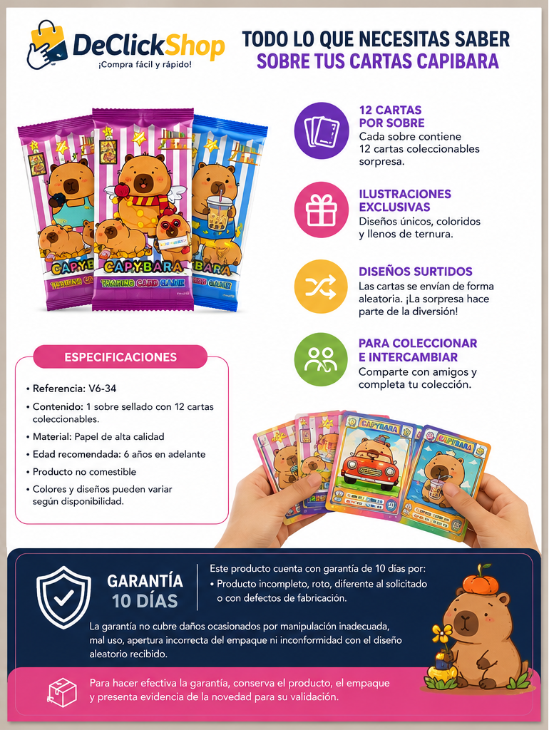 Sobre de Cartas Coleccionables Capibara x12 – Diseños Sorpresa V6-34