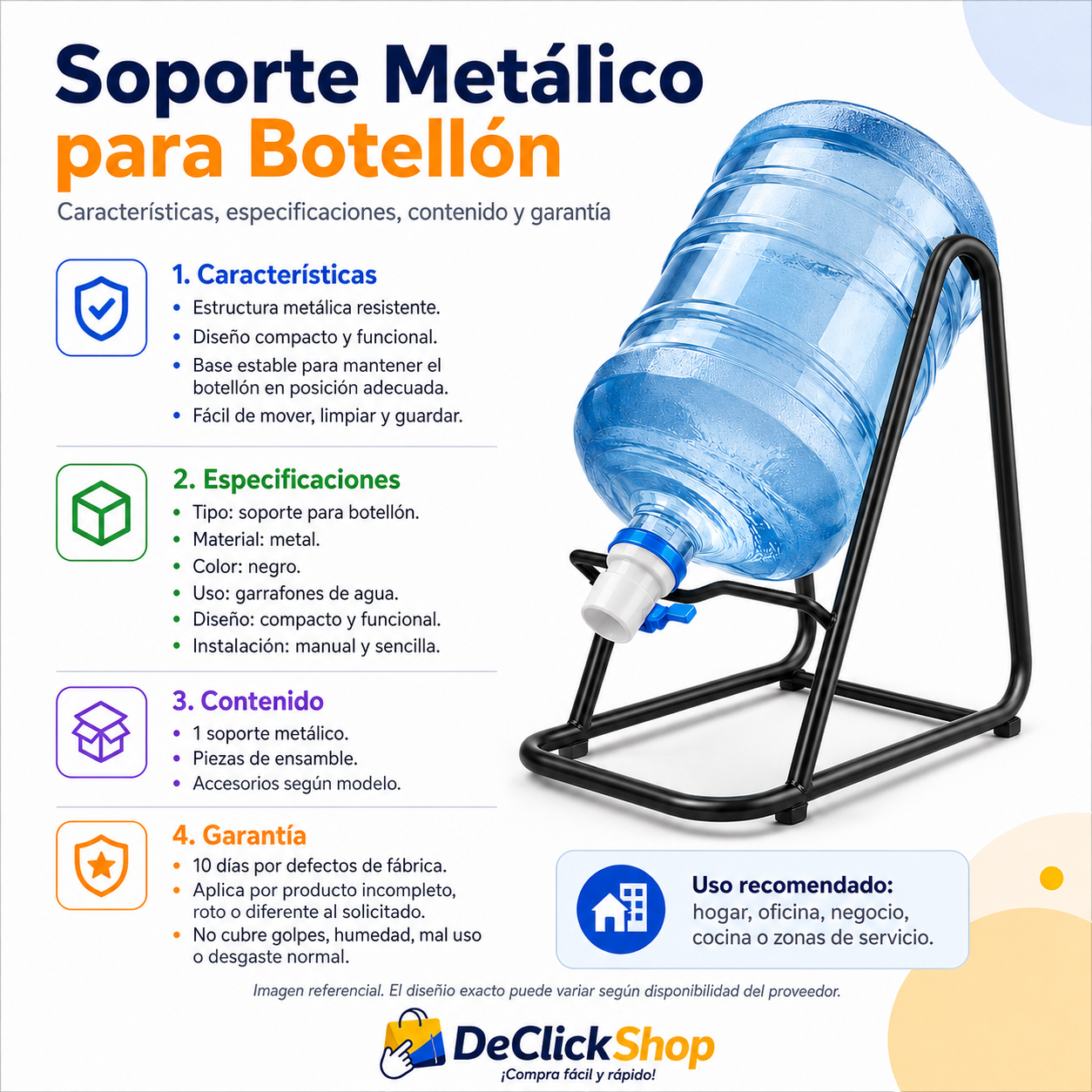 Soporte Metálico para Botellón de Agua – Base Resistente y Compacta