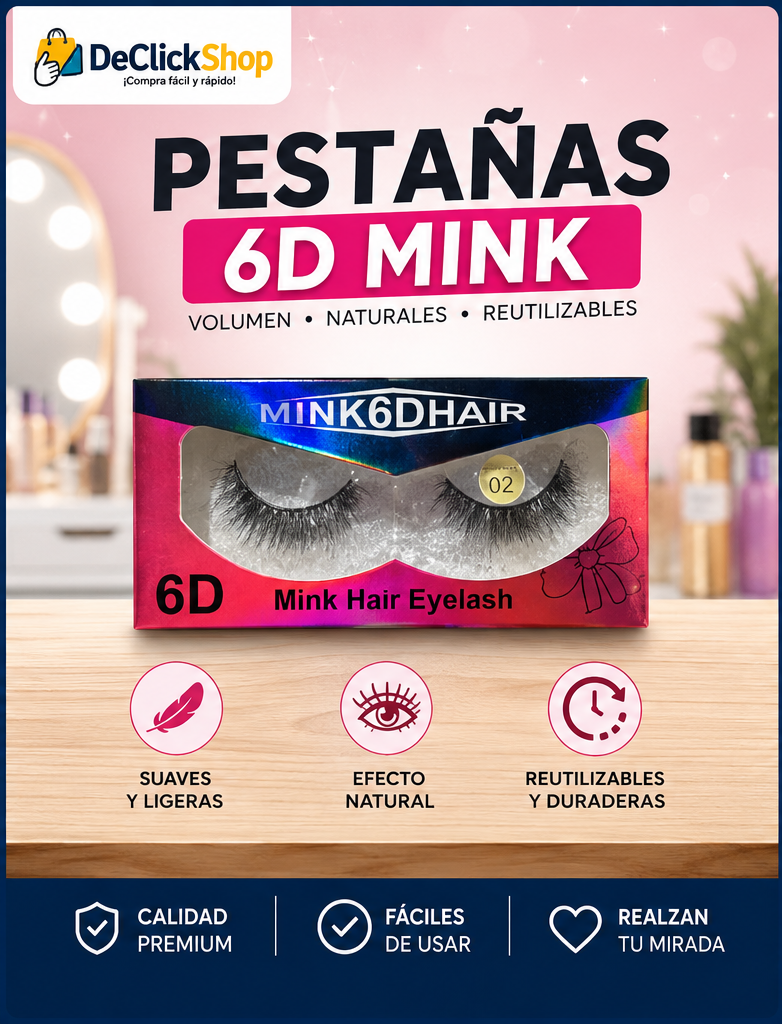 Pestañas Postizas 6D Mink Reutilizables – Efecto Natural y Volumen Premium