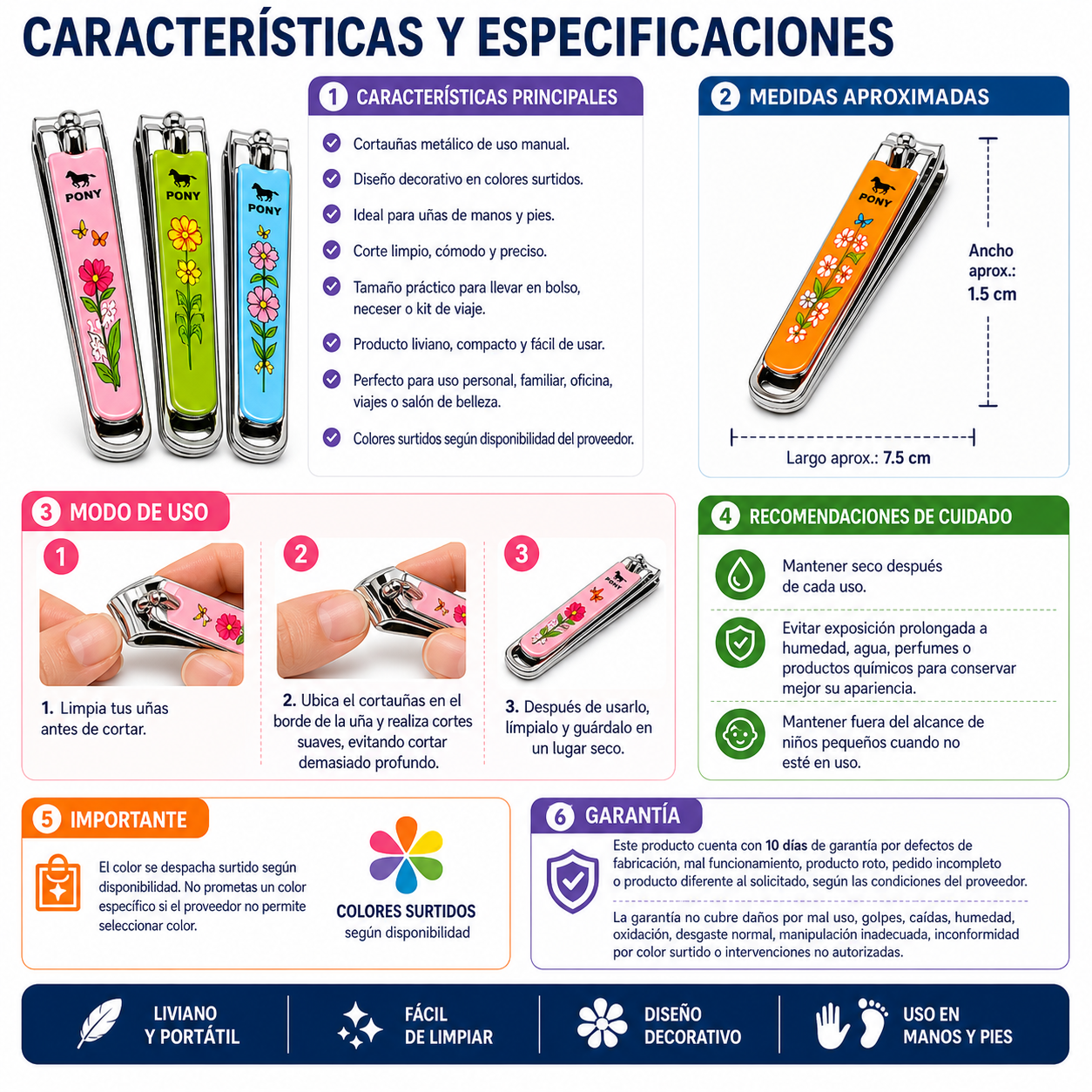 Cortauñas 211A de Colores – Corte Preciso para Manos y Pies