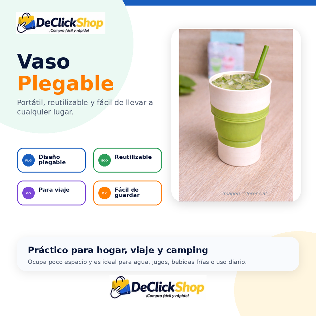 Vaso Plegable Multiuso Portátil – Ideal para Viaje, Camping y Hogar