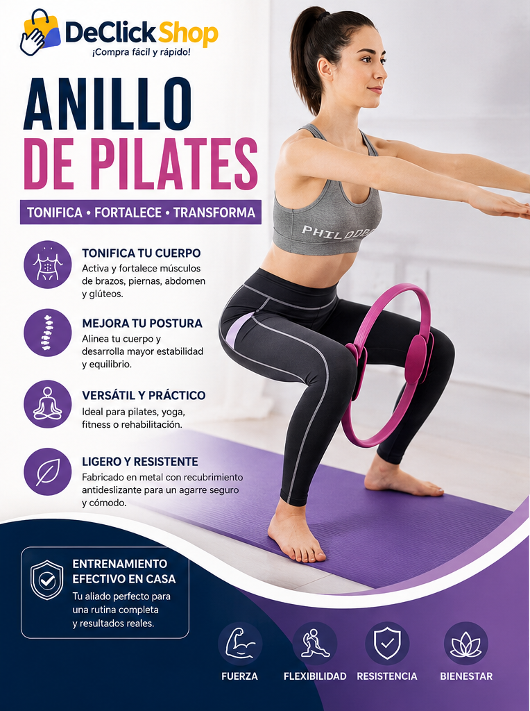 Anillo de Pilates para Tonificación, Resistencia y Ejercicio en Casa