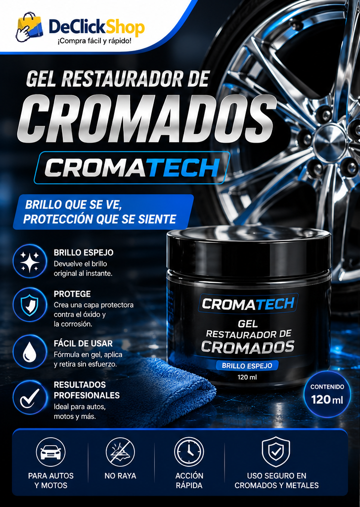 Cromatech Gel Restaurador de Cromados 120 ml – Limpia, Pule y Recupera el Brillo