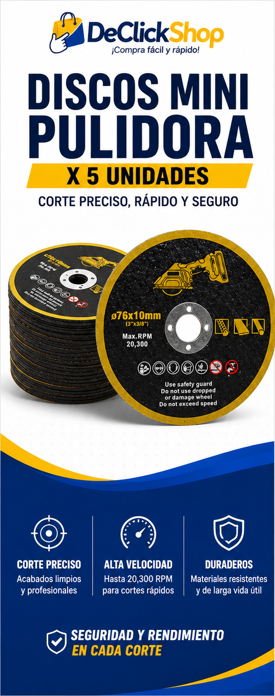 Set de 5 Discos de Corte de 3” para Mini Pulidora