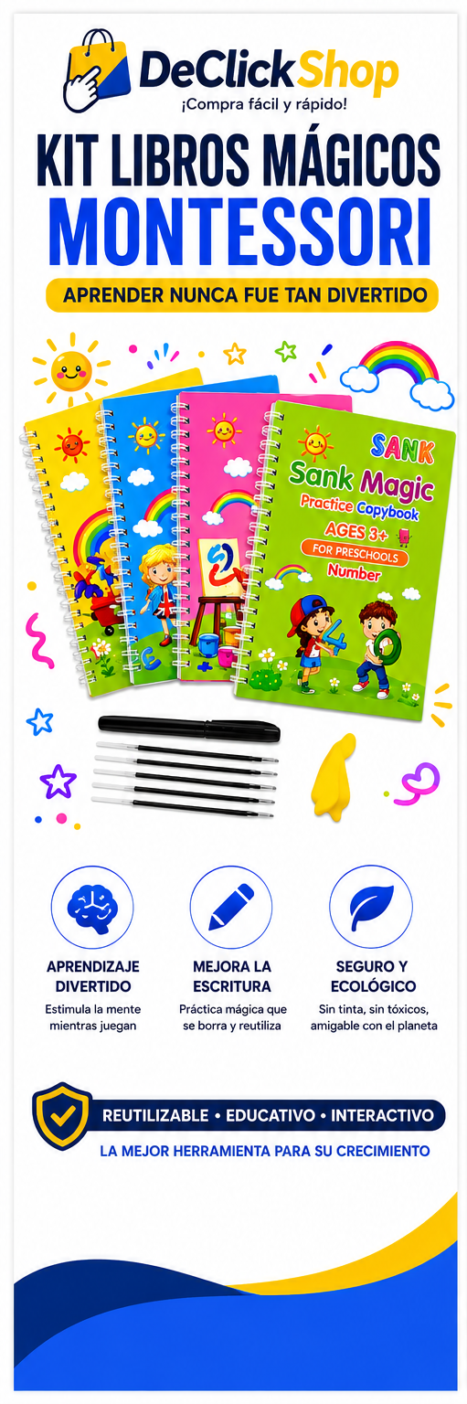 Kit de Cuadernos Mágicos Reutilizables para Preescolar 4 en 1