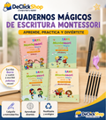Kit de 4 Cuadernos Mágicos Montessori Reutilizables para Niños + Bolígrafo y Repuestos