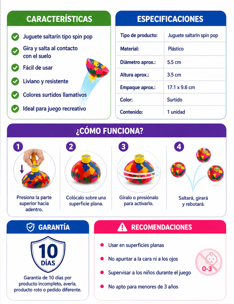 Juguete Saltarín Spin Pop Hip Hop Pops – Gira, Salta y Rebota