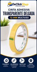Cinta Adhesiva Transparente Delgada de 12 mm – Multiuso