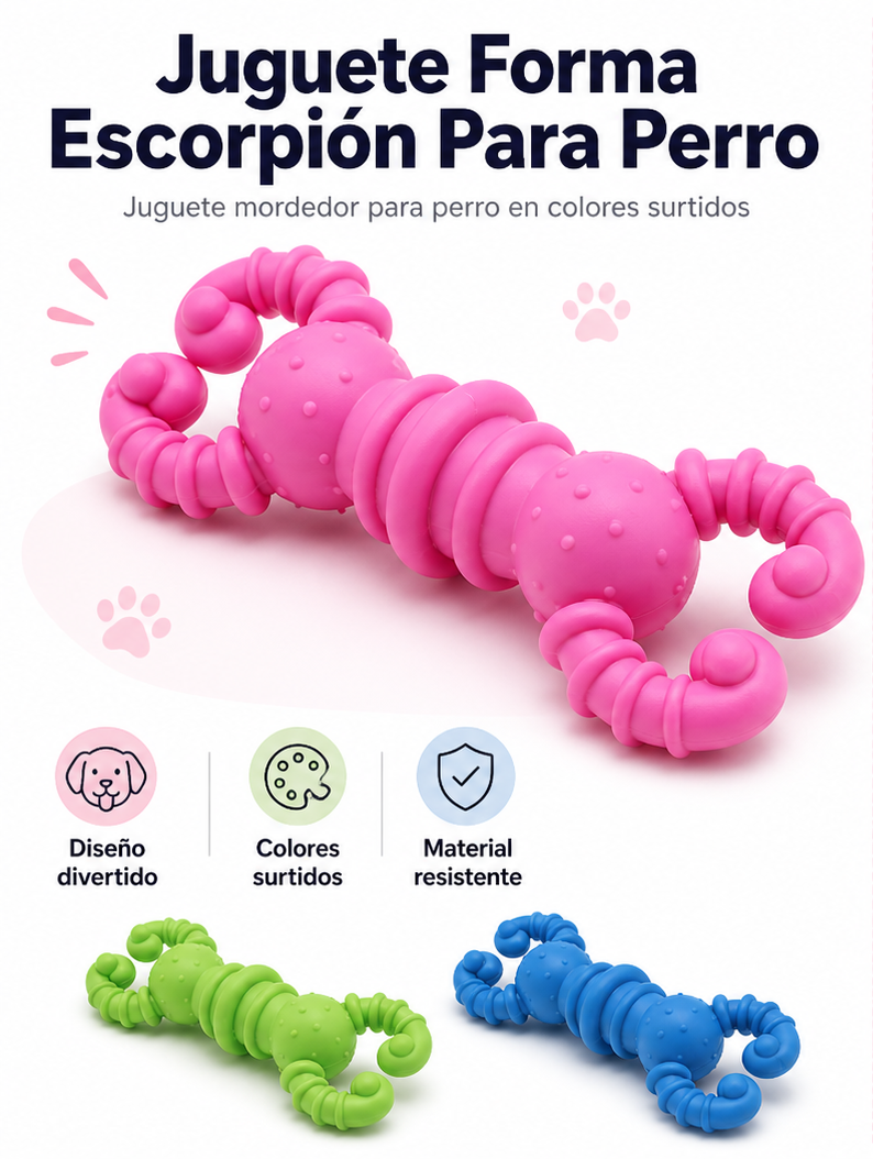 Juguete Mordedor en Forma de Escorpión para Perro – Material Resistente y Colores Surtidos