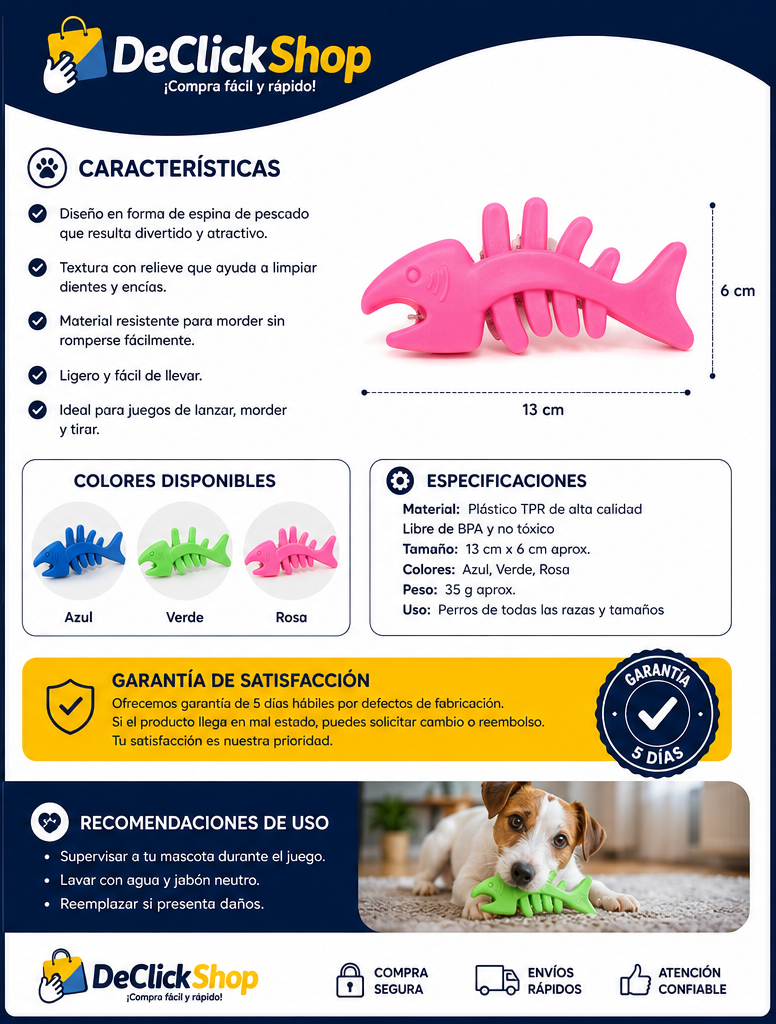 Juguete Mordedor en Forma de Espina de Pescado para Perro