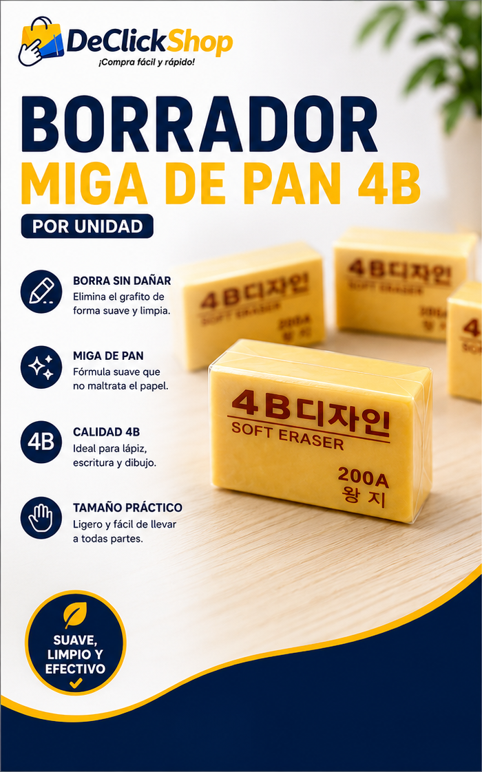 Borrador Blanco Suave 4B 200A – Corrección Limpia y Precisa