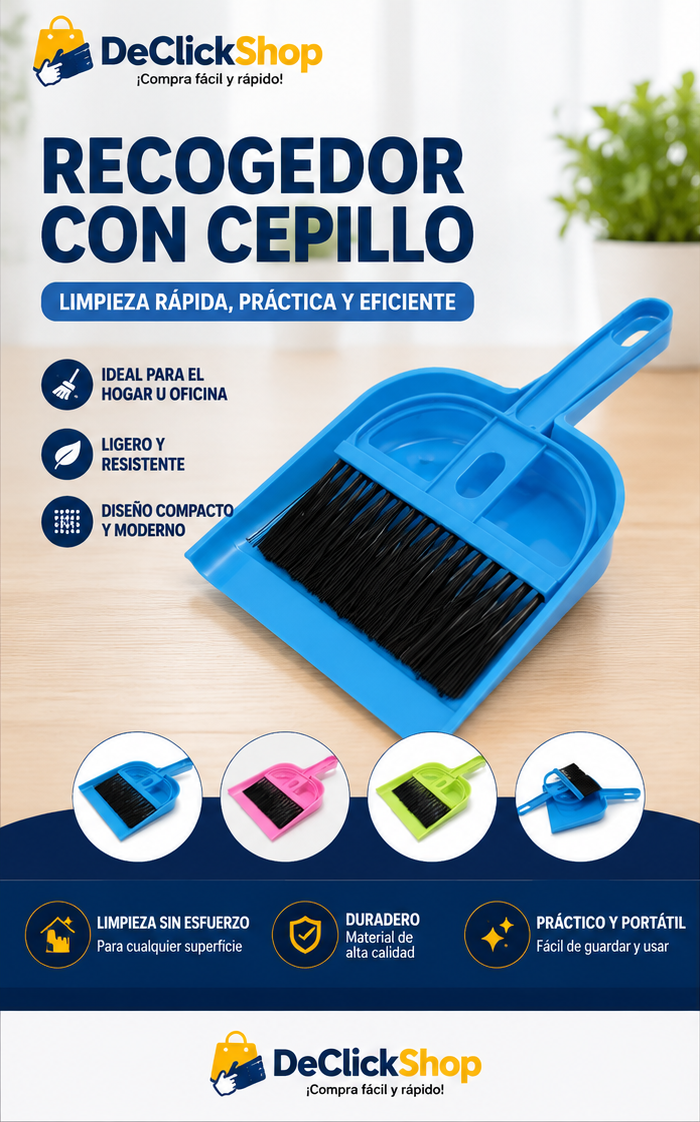 Recogedor con Cepillo Compacto para Limpieza Rápida