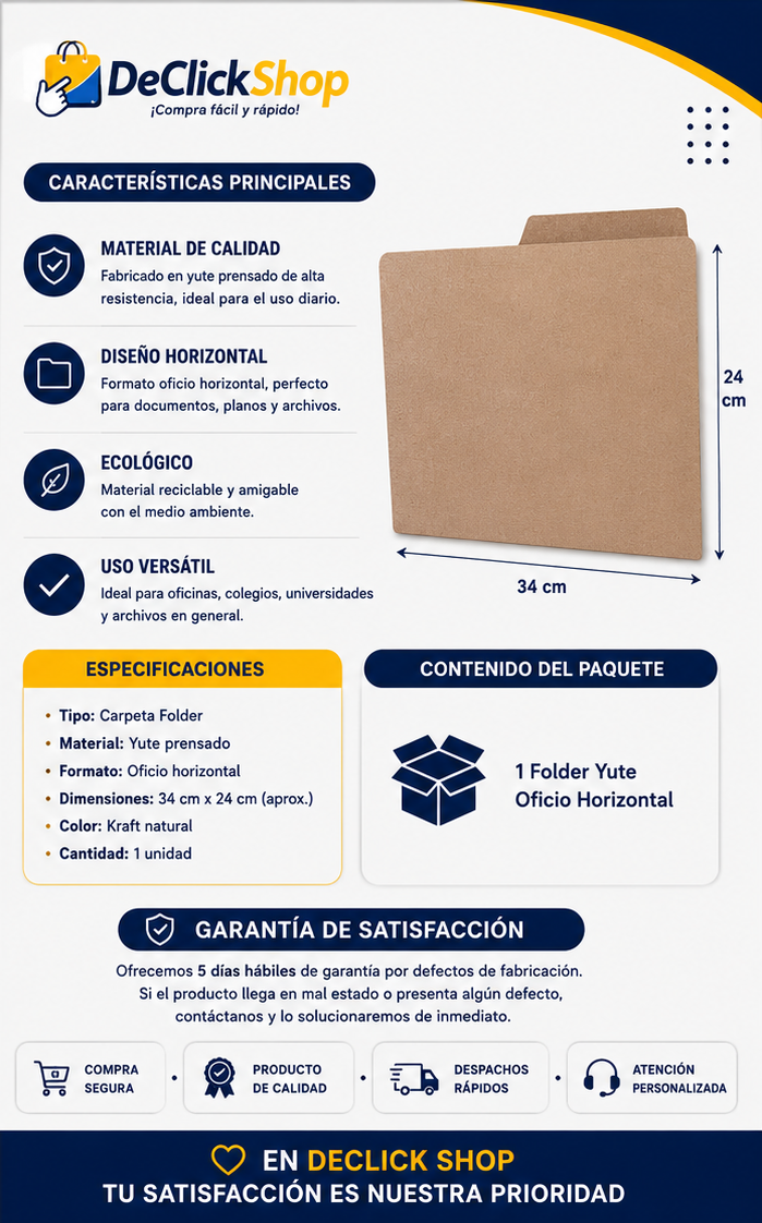 Carpeta Folder de Yute Horizontal Tamaño Oficio