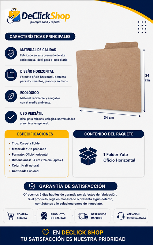 Carpeta Folder de Yute Horizontal Tamaño Oficio