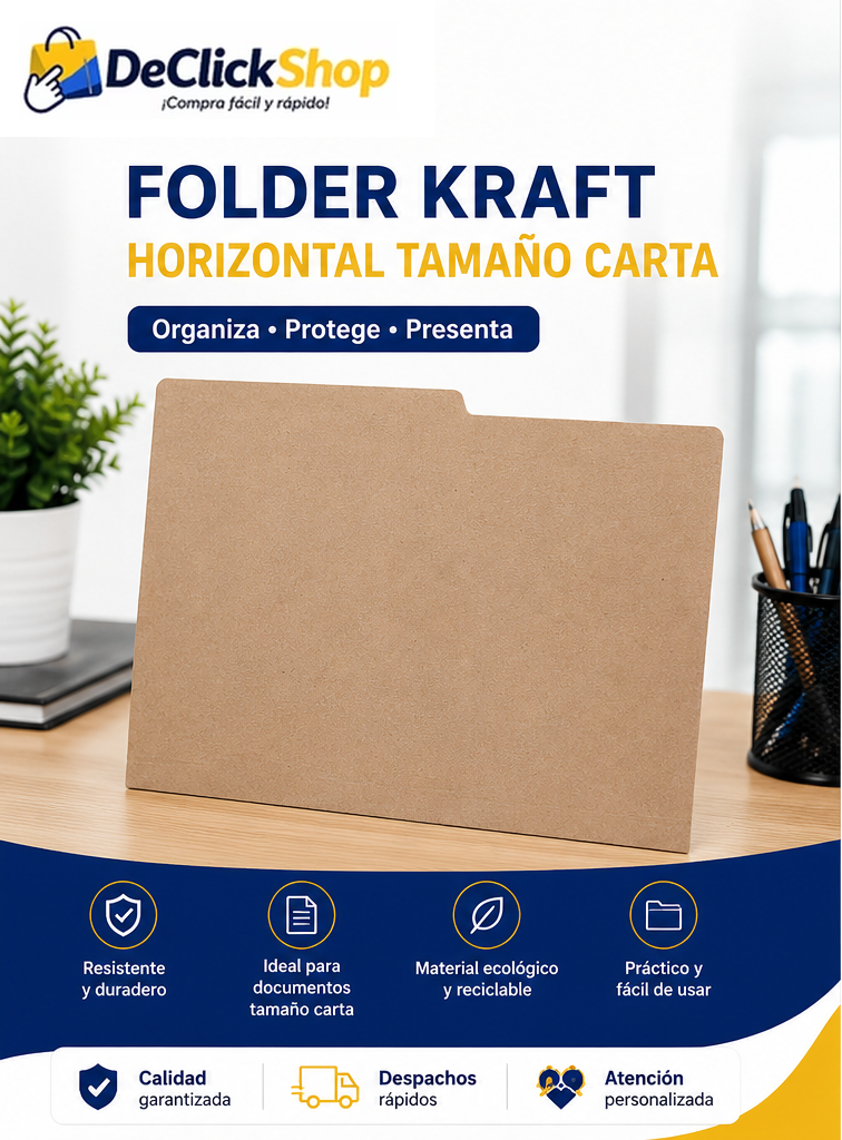 Folder Kraft Horizontal Tamaño Carta – Organizador de Documentos