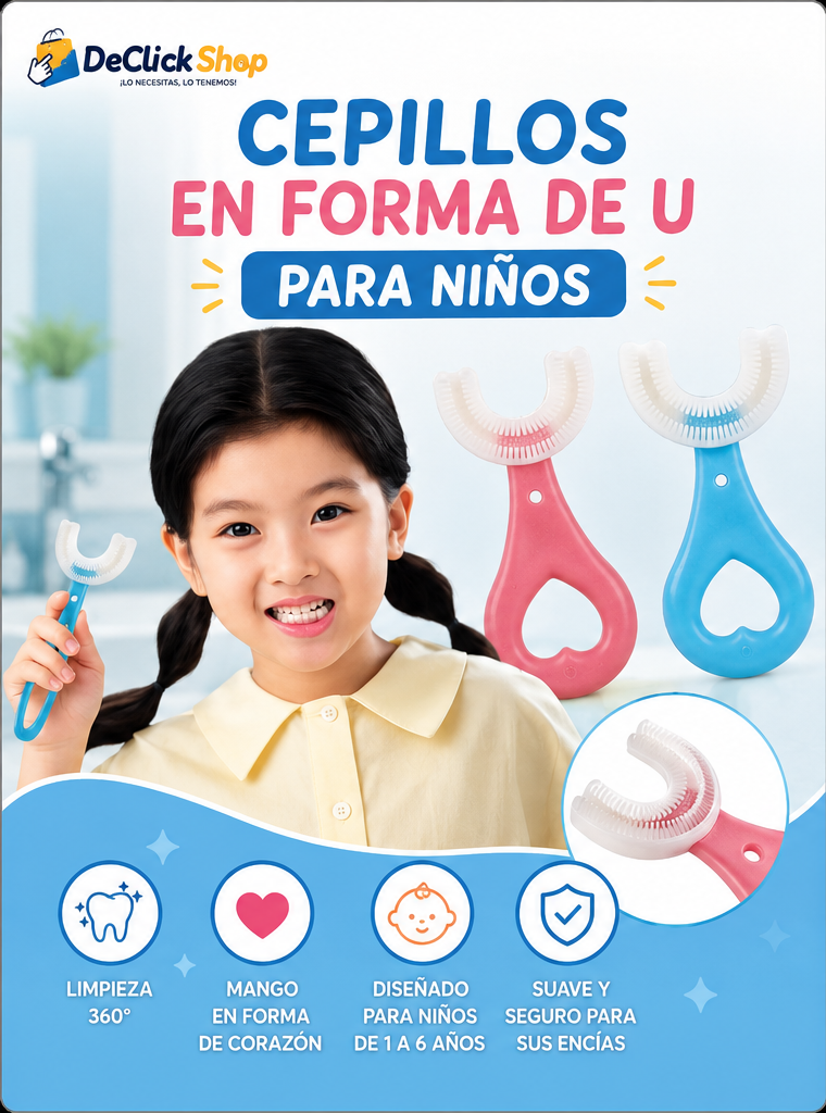 Cepillo Dental Infantil en Forma de U con Cerdas Suaves
