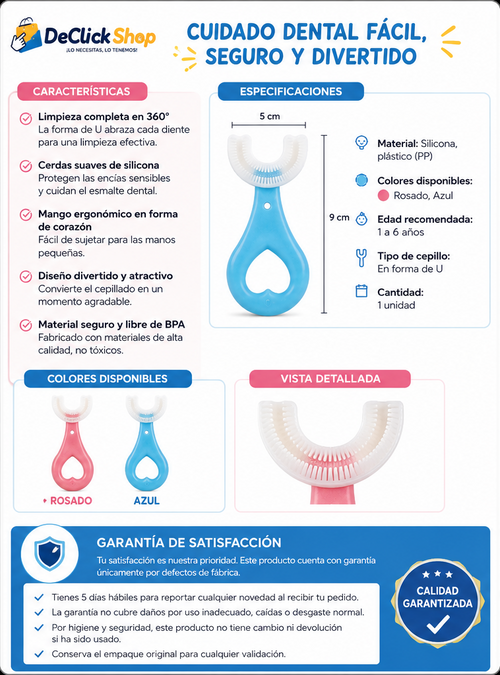 Cepillo Dental Infantil en Forma de U con Cerdas Suaves